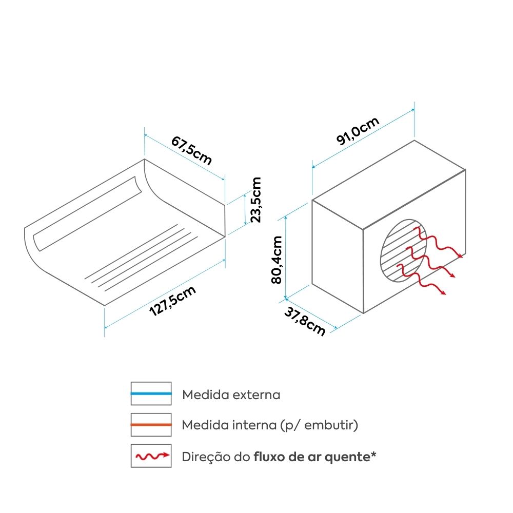 Dimensões — Ar Condicionado Split Piso Teto - Inverter R-32 - TCL - 36.000 BTUs - Frio - 220V Monofásico
